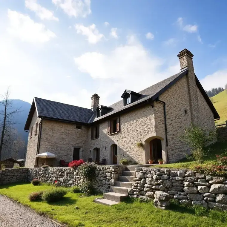 Rénovation ferme savoyarde, chantier de maçonnerie à Perrignier