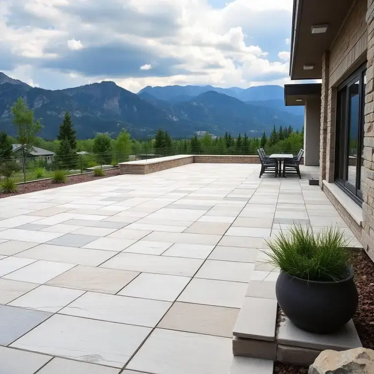 Terrasse en pierre naturelle, chantier de maçonnerie à Thonon-les-Bains